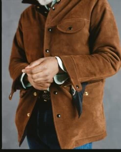 Brown Suede Car Coat With Blanket Lining -Drakes Shop 198710520005