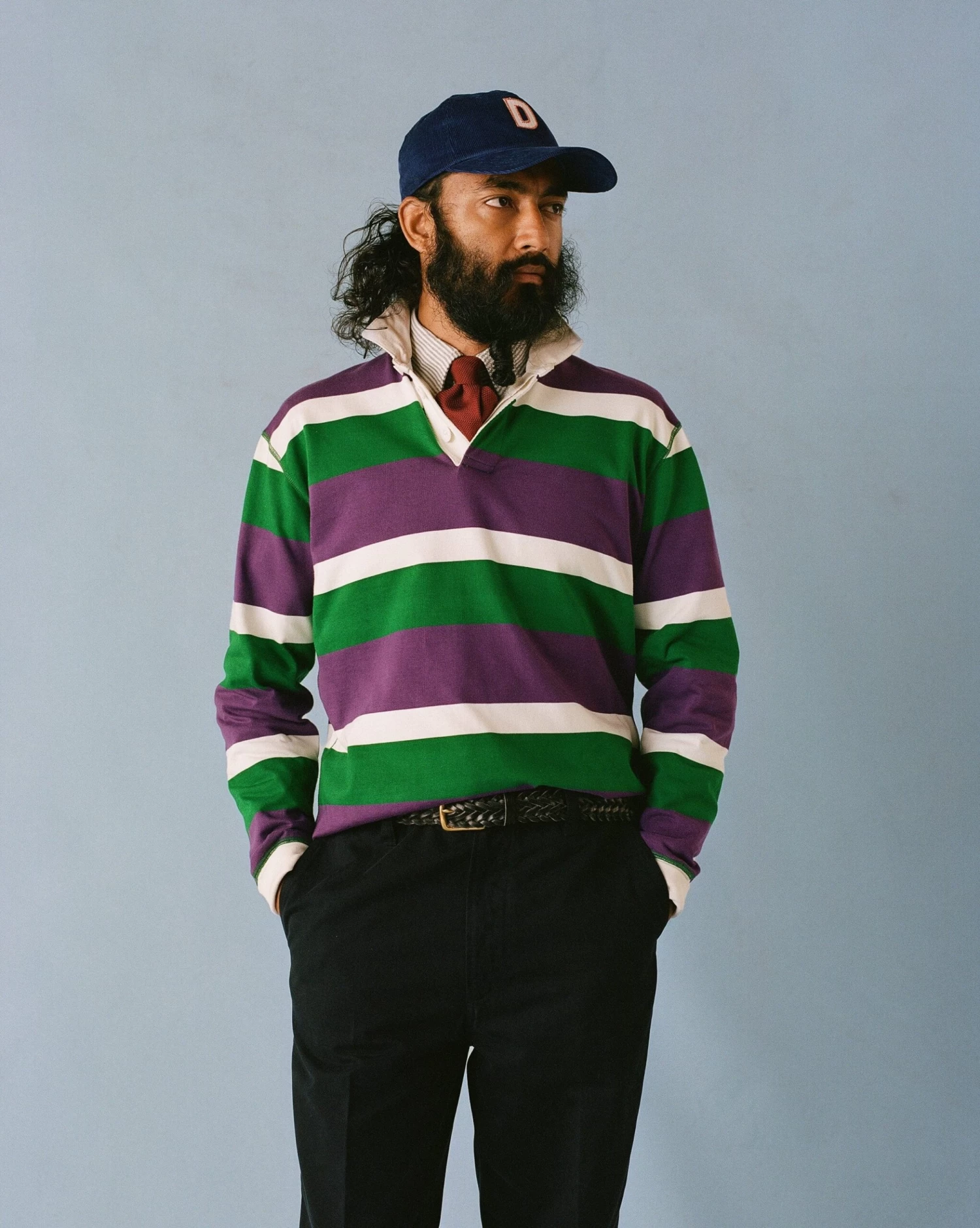 Purple, Green And White Stripe Cotton Rugby Shirt 9 Purple, Green And White Stripe Cotton Rugby Shirt - Image 7