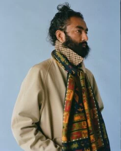 Navy And Yellow Navajo Print Wool-Silk Scarf 11 Navy And Yellow Navajo Print Wool-Silk Scarf -Drakes Shop 238800050008 7672a024 98c6 4016 a336 9a6087828648