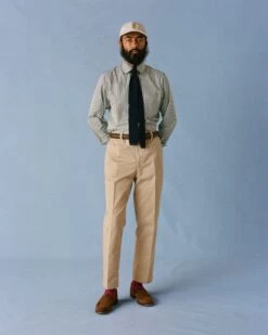 Sand Textured Cotton Flat Front Chino -Drakes Shop 238800060003 a0897be5 3b71 41e6 bd52 b94f1b1fa661