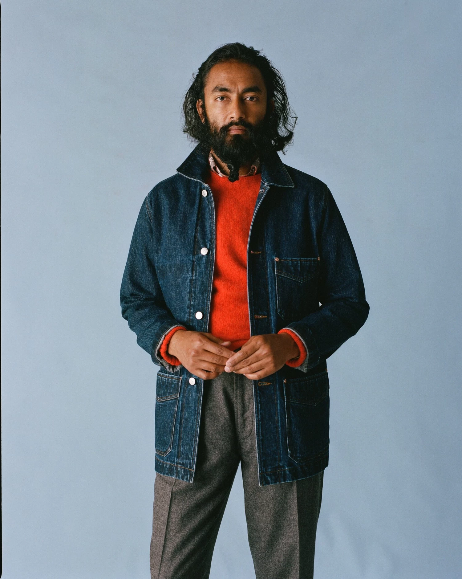 Stone Wash Selvedge Denim Five-Pocket Chore Jacket 11 Stone Wash Selvedge Denim Five-Pocket Chore Jacket - Image 9