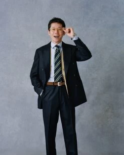 Navy Wool Flannel Double-Breasted Tailored Jacket -Drakes Shop 401670110003