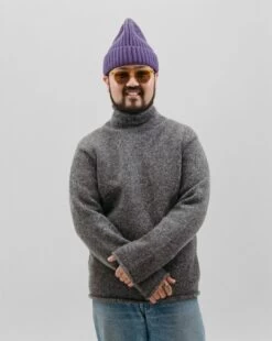 Purple Cashmere Ribbed Knit Cap -Drakes Shop 408720480007