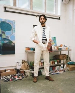 Ecru 12.7oz Selvedge Denim Patchless Five-Pocket Jeans -Drakes Shop 417100050008