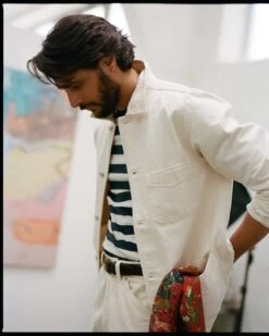 Ecru Selvedge Denim Five-Pocket Chore Jacket -Drakes Shop 417100140009