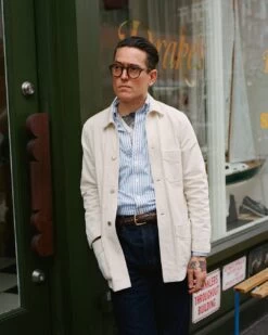 Ecru Selvedge Denim Five-Pocket Chore Jacket -Drakes Shop 422480120009