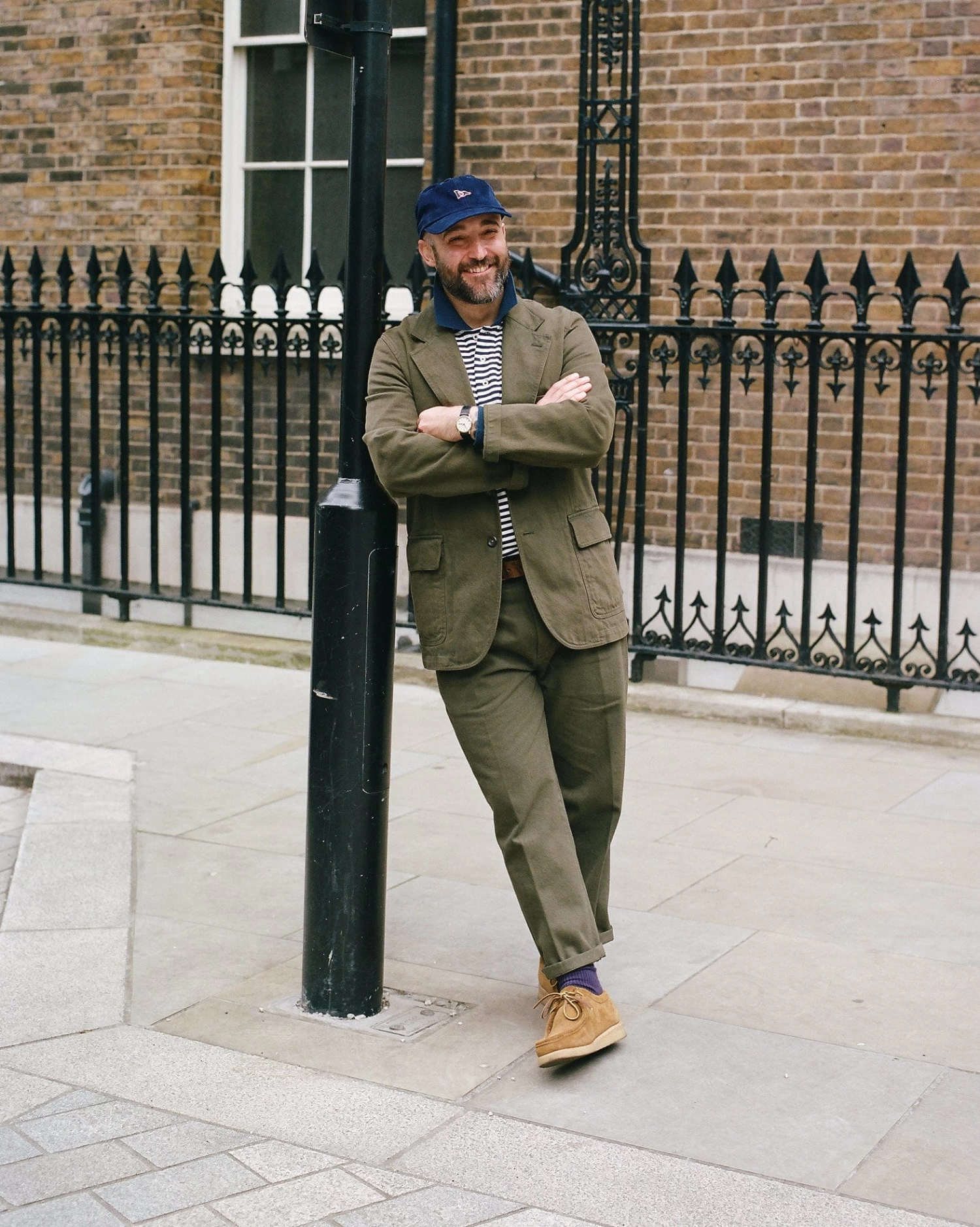 Navy 'D' Flag Emblem Cotton Corduroy Baseball Cap 6 Navy 'D' Flag Emblem Cotton Corduroy Baseball Cap - Image 4