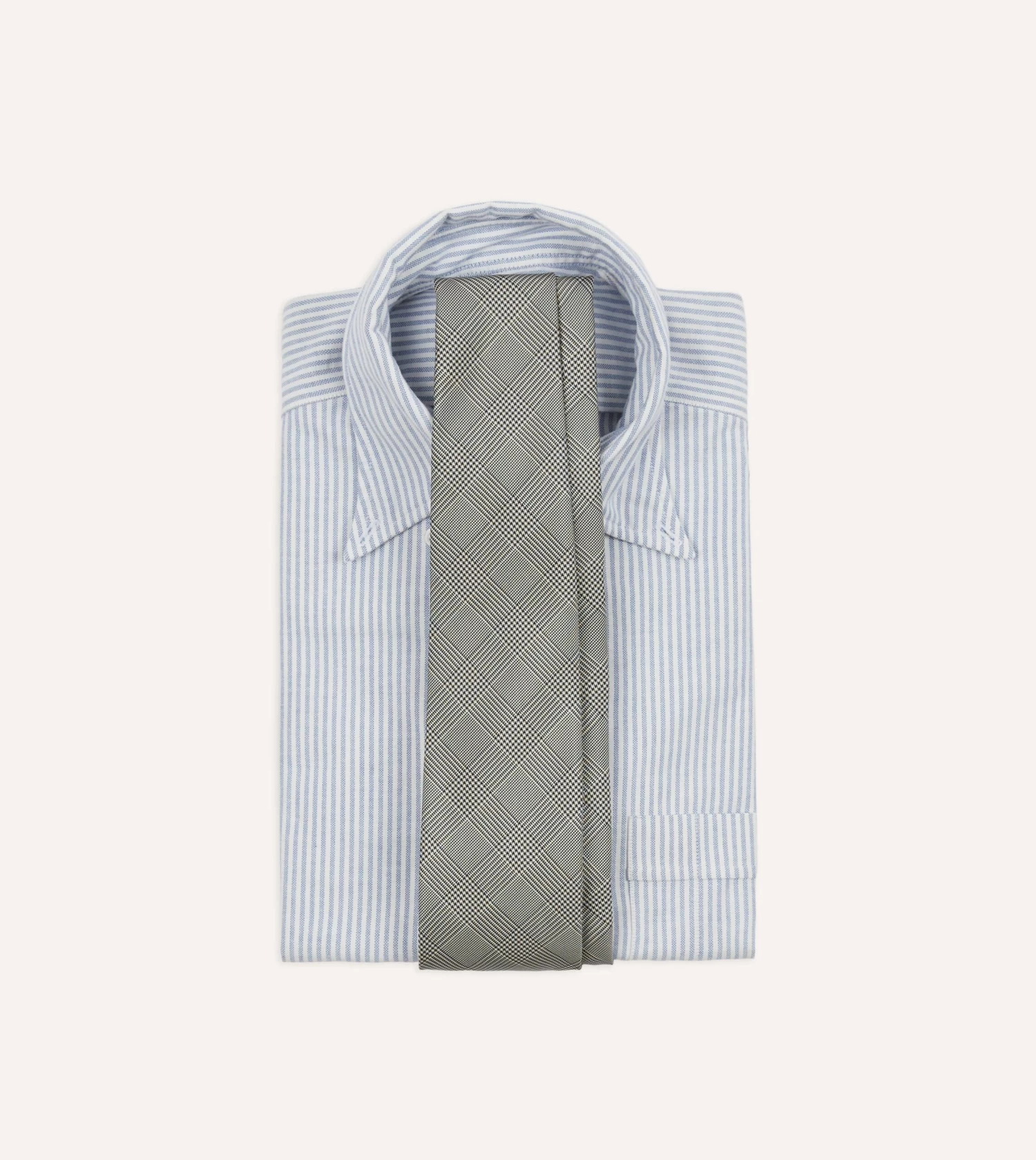 Grey Prince Of Wales Check Tipped Silk Tie 4 Grey Prince Of Wales Check Tipped Silk Tie - Image 2