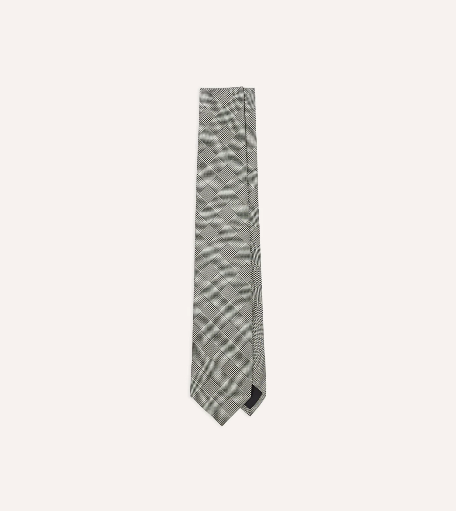 Grey Prince Of Wales Check Tipped Silk Tie 3 Grey Prince Of Wales Check Tipped Silk Tie