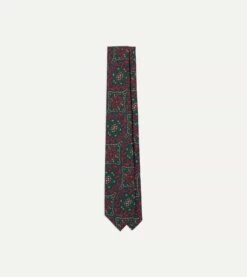 Red And Green Baroque Paisley 36oz Madder Silk Self Tipped Tie
