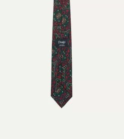 Red And Green Baroque Paisley 36oz Madder Silk Self Tipped Tie -Drakes Shop DR1AA121003 03700 4