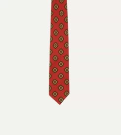 Orange Tile Print 36oz Madder Silk Self Tipped Tie -Drakes Shop DR1AA121009 03800 3