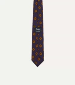 Purple Tile Print 36oz Madder Silk Self Tipped Tie -Drakes Shop DR1AA121009 04900 4