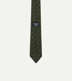 Green Medallion Print 36oz Madder Silk Self Tipped Tie -Drakes Shop DR1AA121011 05400 4
