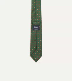 Green And Red Geometric Medallion Print Madder Twill Silk Tie 11 Green And Red Geometric Medallion Print Madder Twill Silk Tie -Drakes Shop DR1AA122794 02401 5