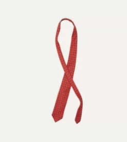 Red And Green Geometric Medallion Print Madder Twill Silk Tie 10 Red And Green Geometric Medallion Print Madder Twill Silk Tie -Drakes Shop DR1AA122794 03701 4