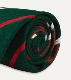 Green, Brown And White Stripe Shantung Silk Tie -Drakes Shop DR1AA2 22771 05 402 4