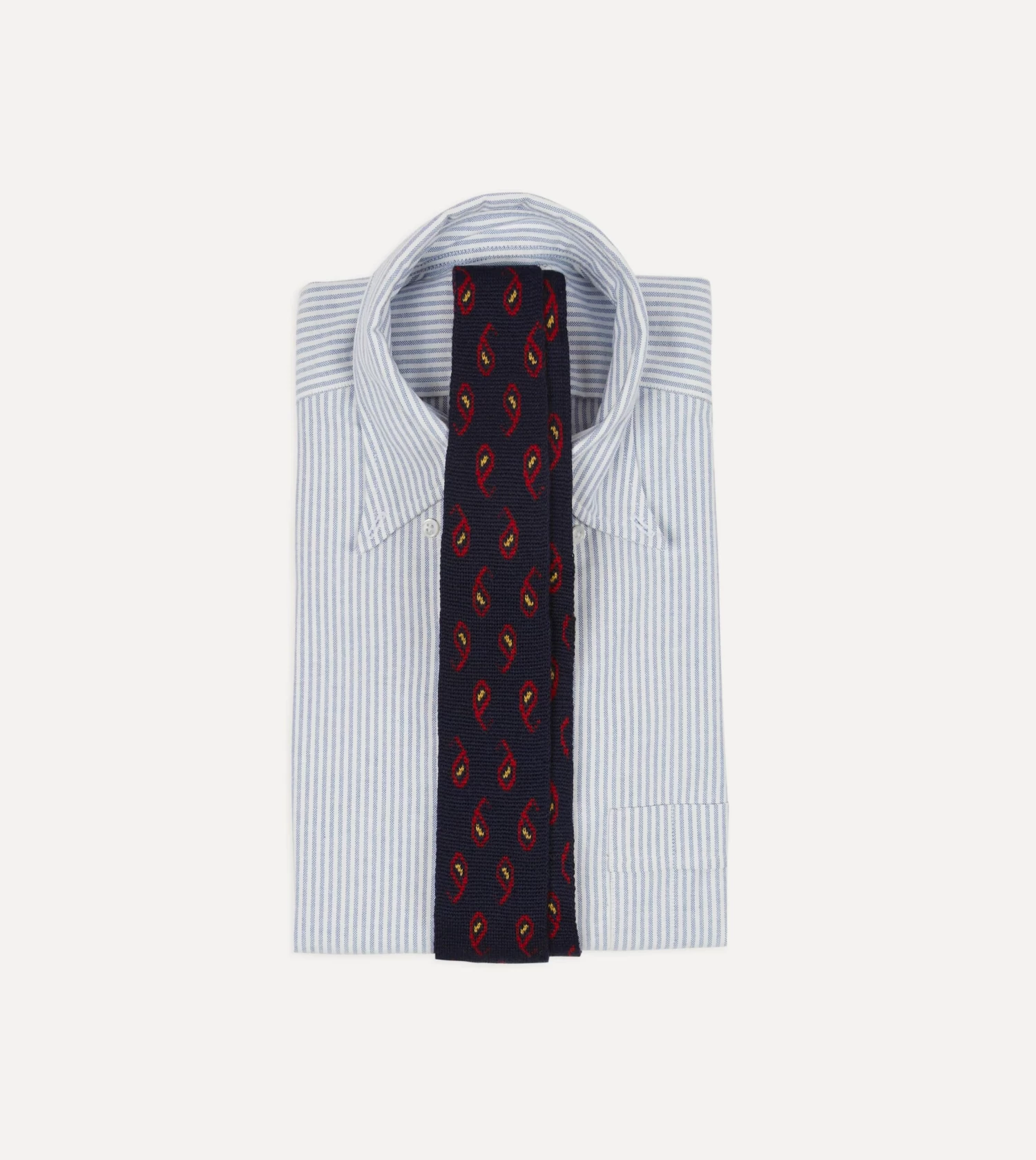 Navy Paisley Knitted Silk Tie 4 Navy Paisley Knitted Silk Tie - Image 2