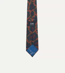 Red Big Paisley Print 40oz Madder Silk Tie -Drakes Shop DR1AAG19545 03701 4