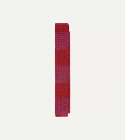 Pink And Red Block Stripe Knitted Silk Tie
