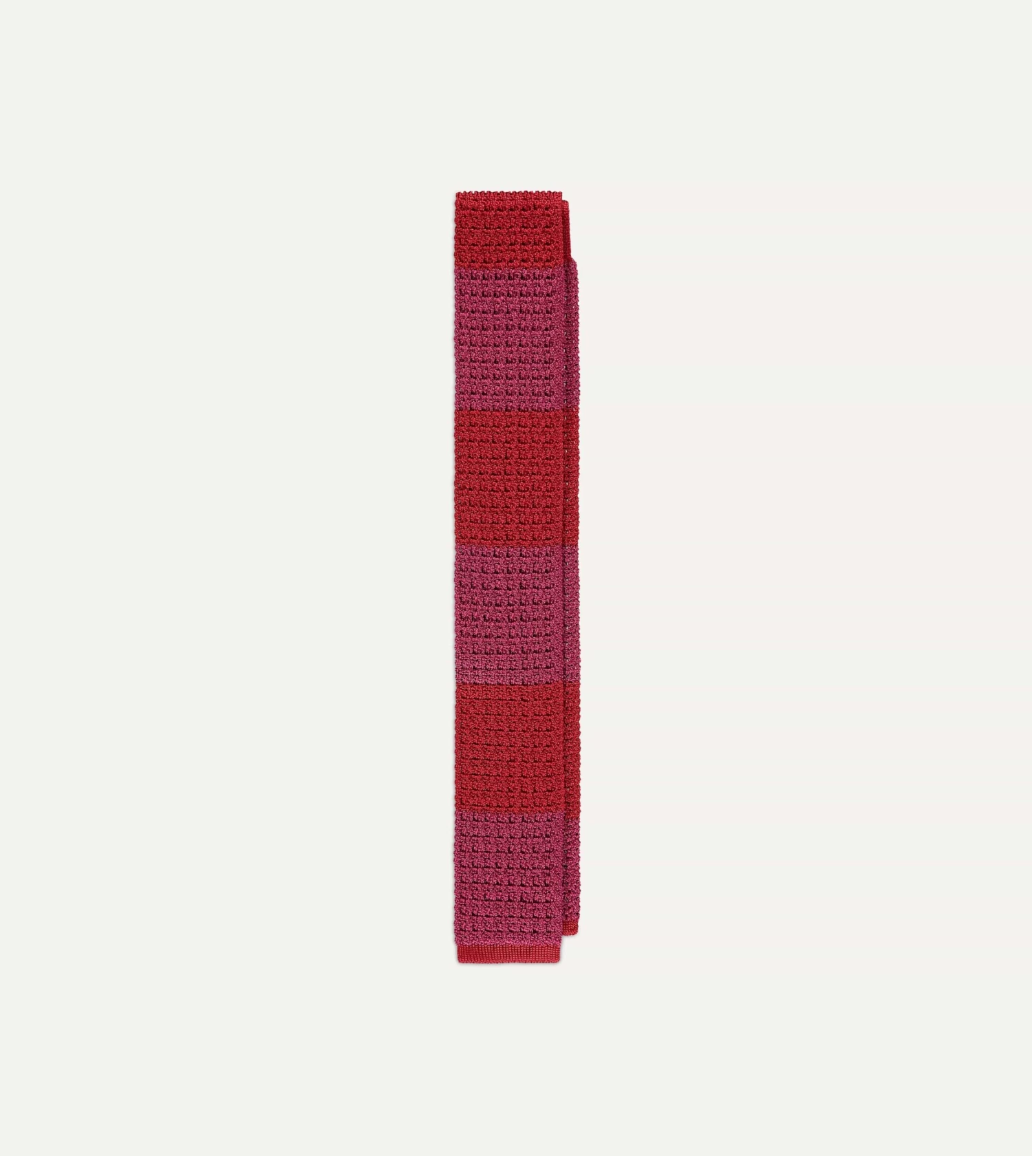 Pink And Red Block Stripe Knitted Silk Tie 3 Pink And Red Block Stripe Knitted Silk Tie