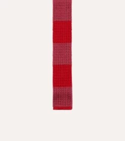 Pink And Red Block Stripe Knitted Silk Tie 9 Pink And Red Block Stripe Knitted Silk Tie -Drakes Shop DR1AAK20909 03992 3