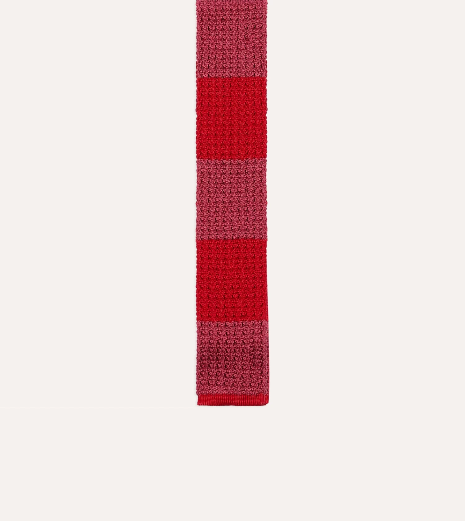 Pink And Red Block Stripe Knitted Silk Tie 6 Pink And Red Block Stripe Knitted Silk Tie - Image 4