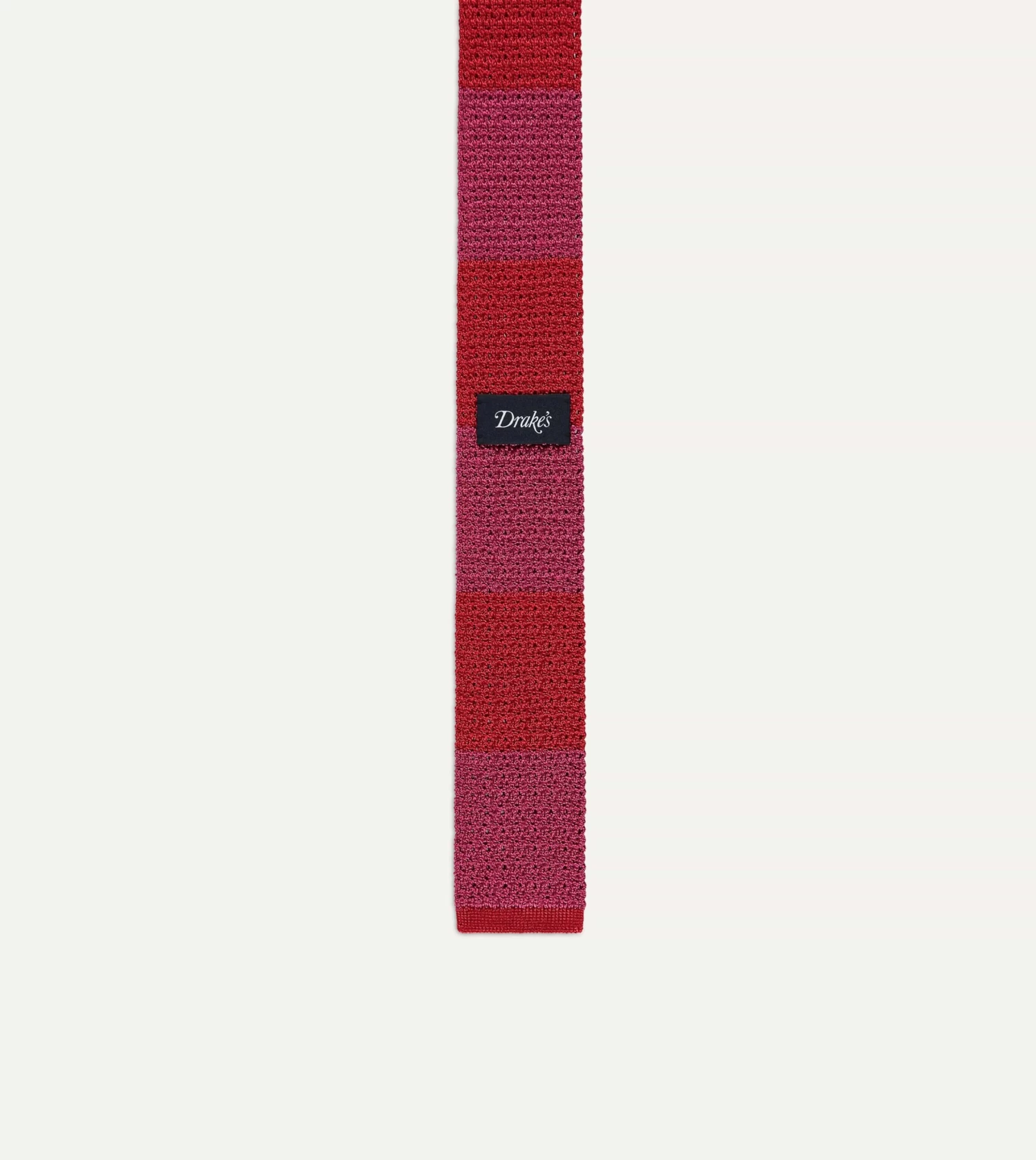 Pink And Red Block Stripe Knitted Silk Tie 5 Pink And Red Block Stripe Knitted Silk Tie - Image 3