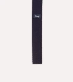 Navy Knitted Cashmere Wool Solid Colour Tie -Drakes Shop DR1AAK20914 01250 5 eb542fb7 f559 42d5 a80e ca6196806015