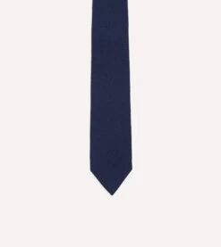 Indigo Pure Cashmere Solid Tipped Tie -Drakes Shop DR1AAN 01211 02 250 3
