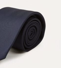 Navy Silk Twill Tipped Tie -Drakes Shop DR1AAN06870 01250 3