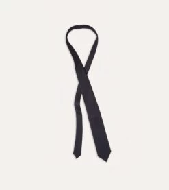 Navy Silk Twill Tipped Tie -Drakes Shop DR1AAN06870 01250 4