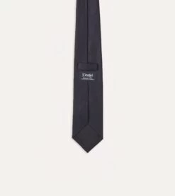 Navy Silk Twill Tipped Tie -Drakes Shop DR1AAN06870 01250 5