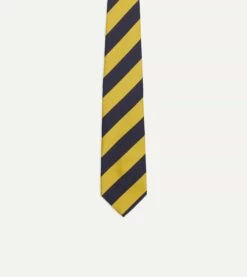 Navy And Yellow Broad Stripe Silk Tipped Tie -Drakes Shop DR1AAN23111 01502 3