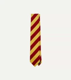 Red And Yellow Broad Stripe Silk Tipped Tie