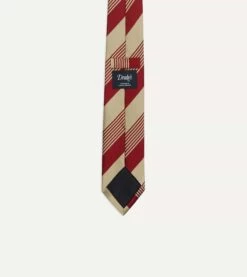 Red And Gold Multi Stripe Silk Tipped Tie -Drakes Shop DR1AAN23112 02702 4