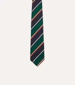 Green, Navy And Red Multi Stripe Silk Tipped Tie -Drakes Shop DR1AAN23113 01402 3