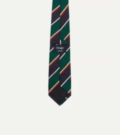 Green, Navy And Red Multi Stripe Silk Tipped Tie -Drakes Shop DR1AAN23113 01402 4
