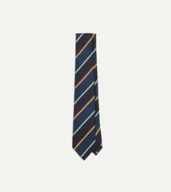 Navy, Blue And Red Multi Stripe Silk Tipped Tie