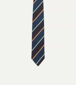 Navy, Blue And Red Multi Stripe Silk Tipped Tie -Drakes Shop DR1AAN23113 02202 3