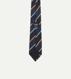 Navy, Blue And Red Multi Stripe Silk Tipped Tie -Drakes Shop DR1AAN23113 02202 4