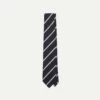 Navy And Ecru Stripe Repp Silk Tie -Drakes Shop DR1AAN23114 01252 2