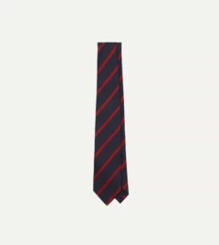 Navy And Red Stripe Repp Silk Tie