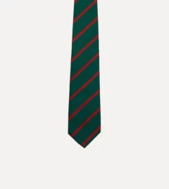 Green And Red Stripe Repp Silk Tie -Drakes Shop DR1AAN23114 03402 3