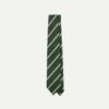 Green And Ecru Stripe Repp Silk Tie -Drakes Shop DR1AAN23114 04402 2