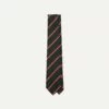 Green, Red And Ecru Stripe Silk Tipped Tie
