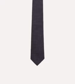 Navy Micro Polka Dot Embroidered Tipped Tie -Drakes Shop DR1AAN23116 01251 3