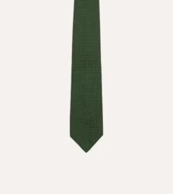 Green Micro Polka Dot Embroidered Tipped Tie -Drakes Shop DR1AAN23117 01401 3