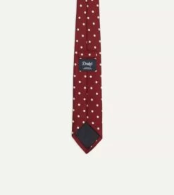 Red Polka Dot Silk Tipped Tie -Drakes Shop DR1AAN23118 02701 4