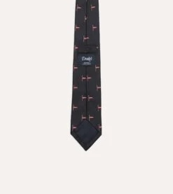 Navy Red Pennant Motif Silk Tipped Tie -Drakes Shop DR1AAN23122 01251 4